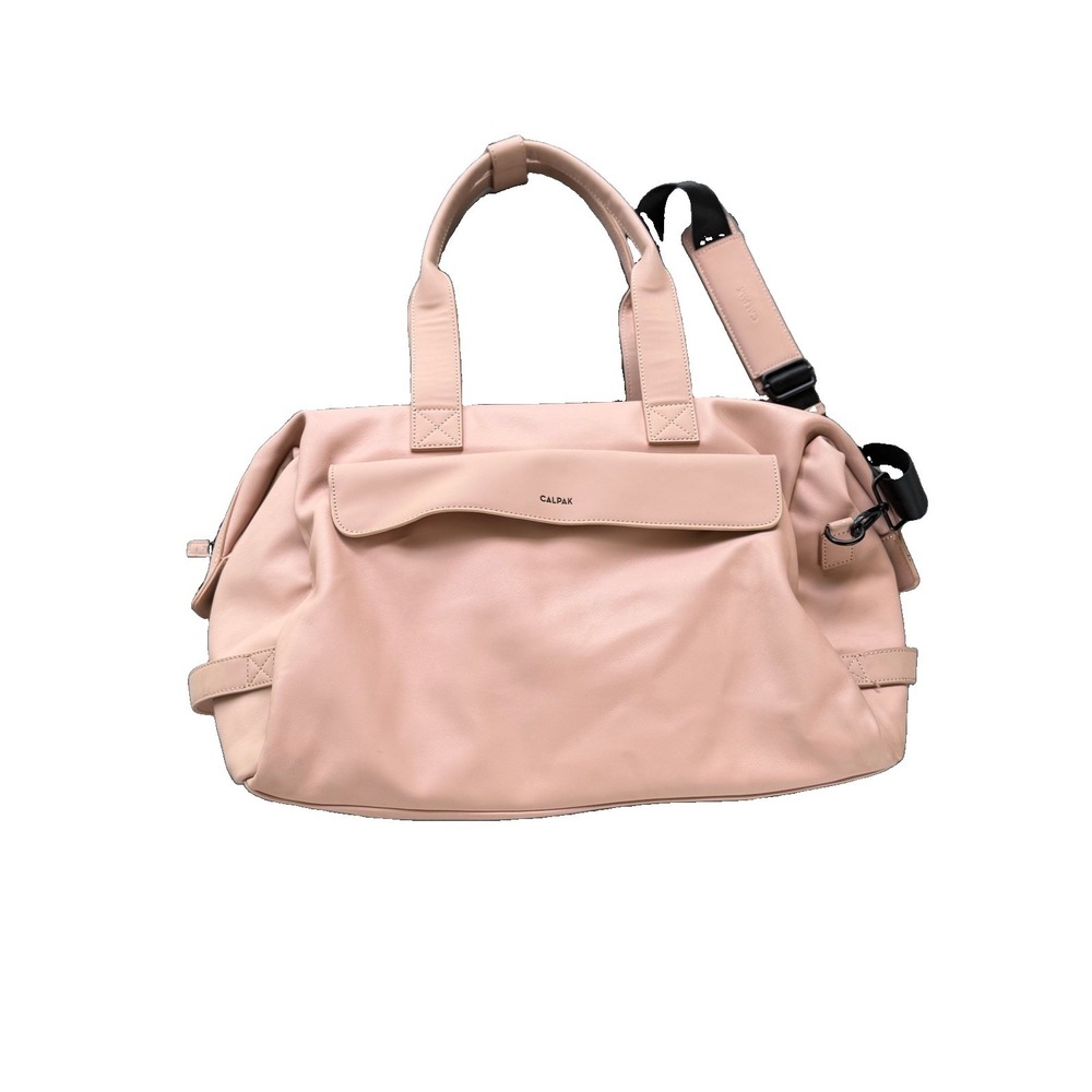 CALPAK Hugh Laptop Duffle Bag Pink Sand Faux Leather Weekender